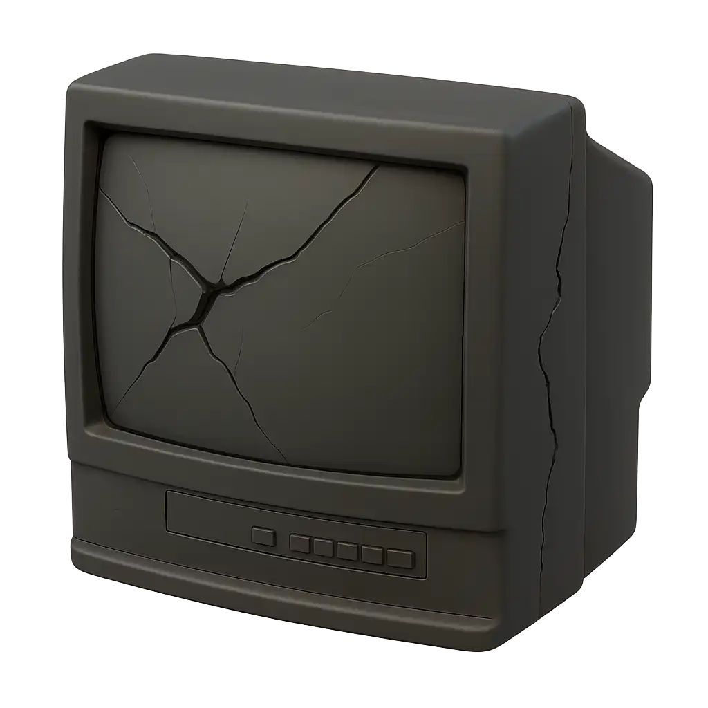 Example of a shattered CRT TV that we cannot accept due to broken screen