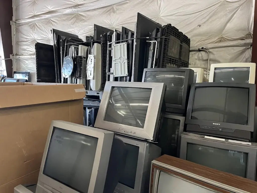 stacks of old crt tvs